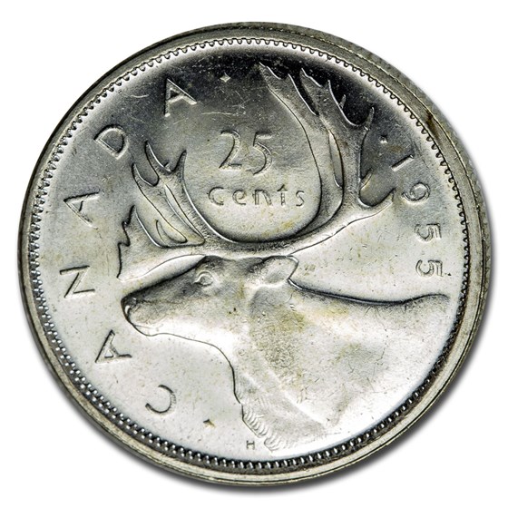 1955 Canada Silver 25 Cents Elizabeth II BU/Prooflike 1955 Canada Silver 25 Cents Elizabeth II BU/Prooflike